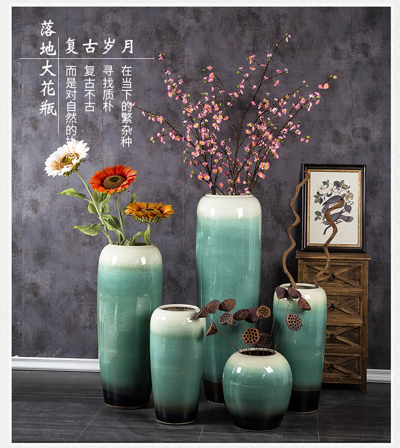 Jingdezhen porcelain vase of large Chinese style restoring ancient ways creative furnishing articles pottery living room decoration to the hotel courtyard flower arrangement