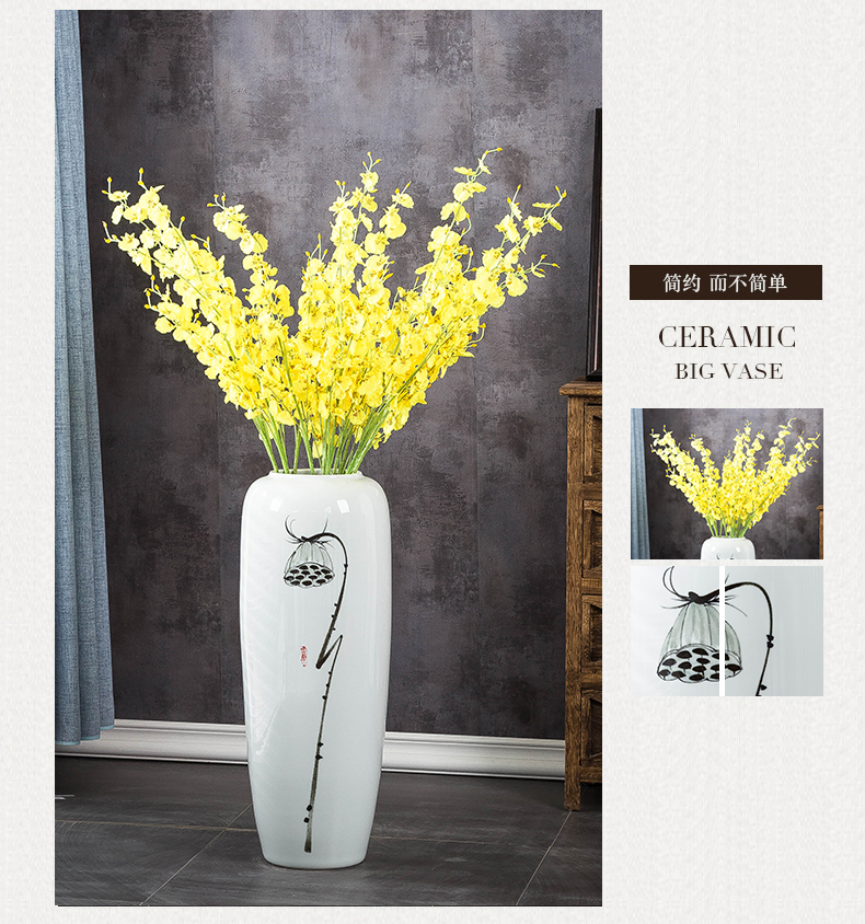 Ceramic vase landing large household adornment furnishing articles I and contracted sitting room of Chinese style porch decoration hand - made arranging flowers