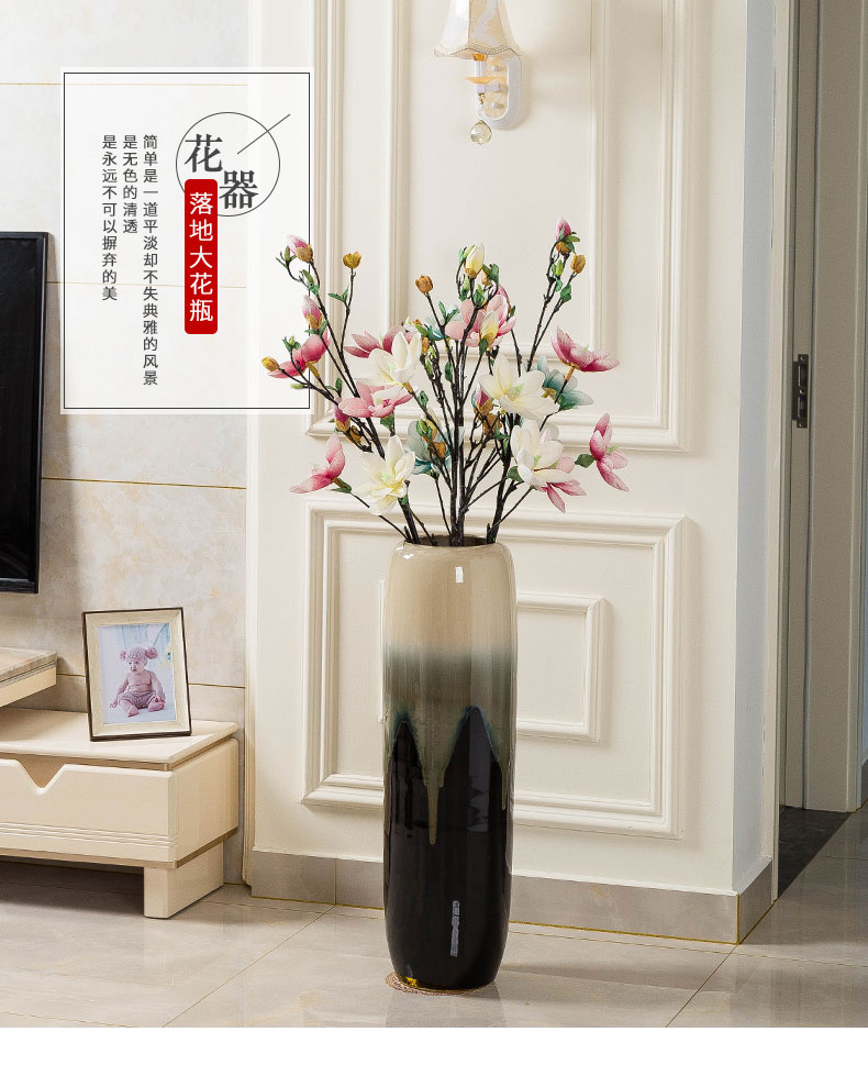 Jingdezhen ceramic vase landing large dried flower adornment is placed high Chinese I and contracted sitting room European flower arrangement