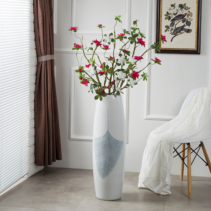 European jingdezhen ground vase large I and contracted white ceramic household decorates sitting room place flower arrangement