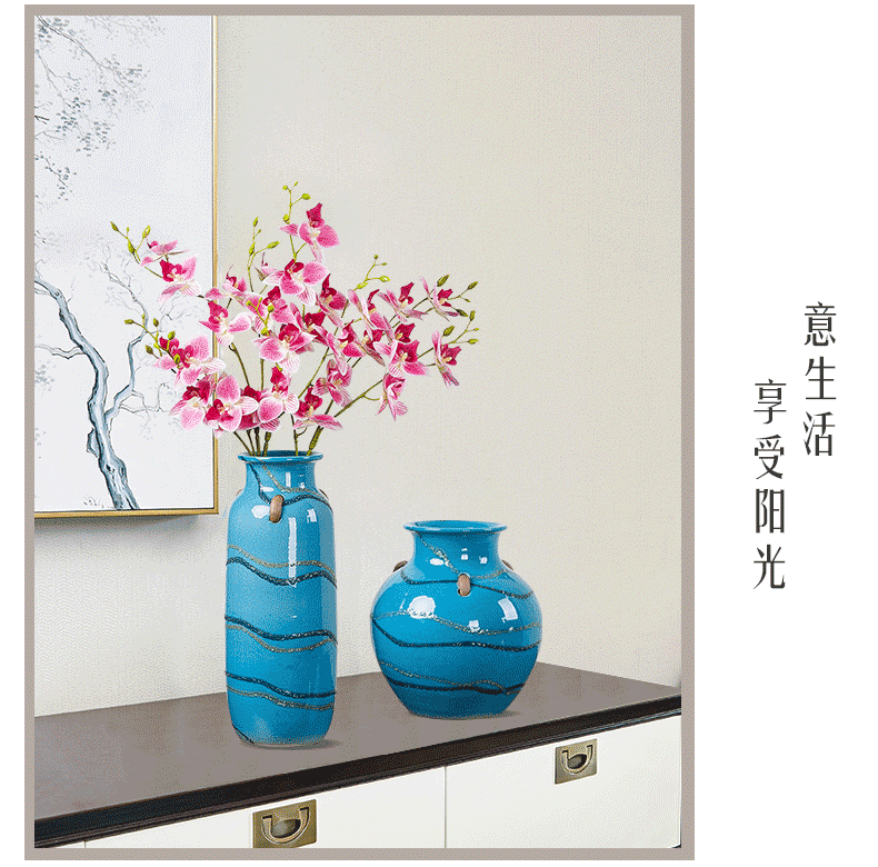 Insert jingdezhen ceramics vase home sitting room ark decoration Mediterranean dried flower flower implement creative furnishing articles
