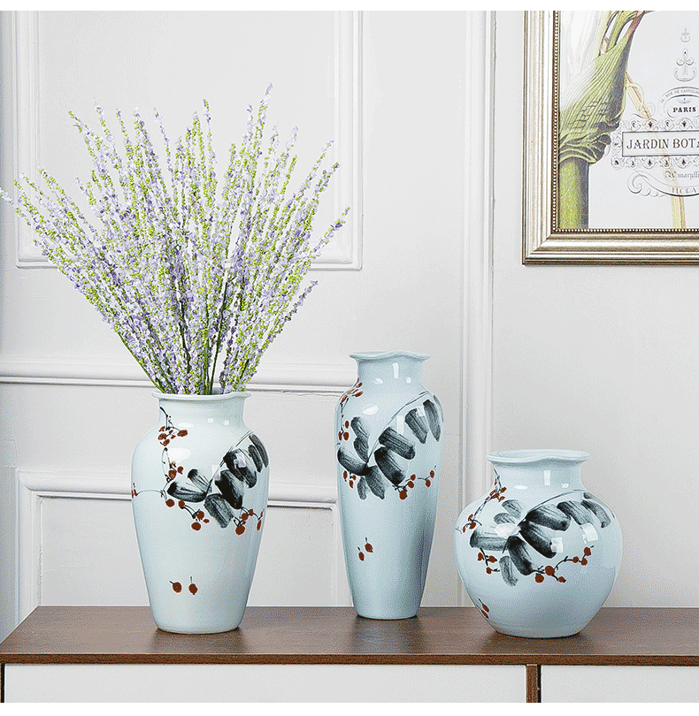 Jingdezhen new Chinese modern ceramic three - piece vase dry flower arranging wine sitting room adornment place adorn article vase