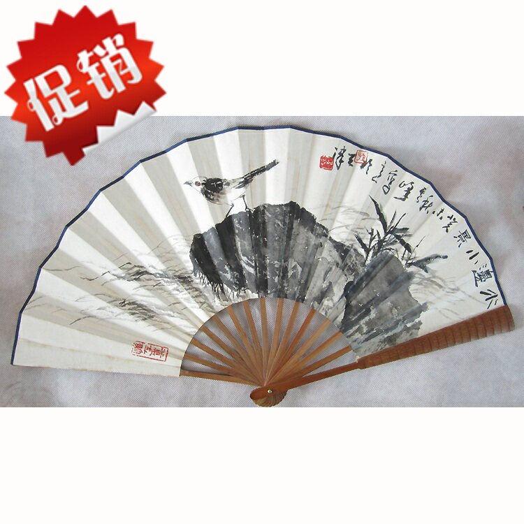 Famous authentic pure hand-painted early years famous flowers and birds into the fan original Chinese painting flower and bird painting living room calligraphy and painting D242