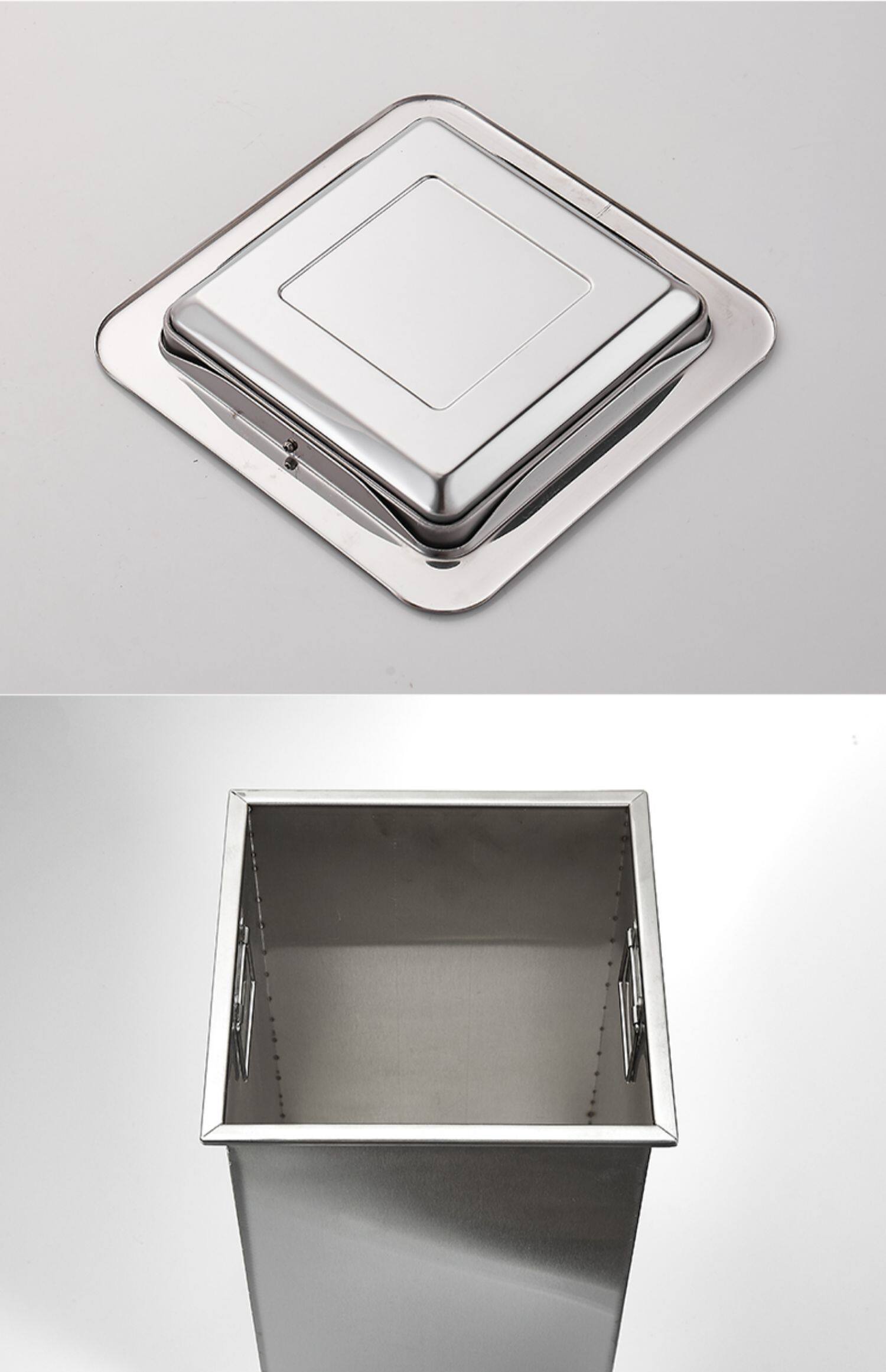 Мусорное ведро 厨房台面盖子橱柜嵌入式不锈钢摇盖黑色翻盖卫生间正方形垃圾桶盖