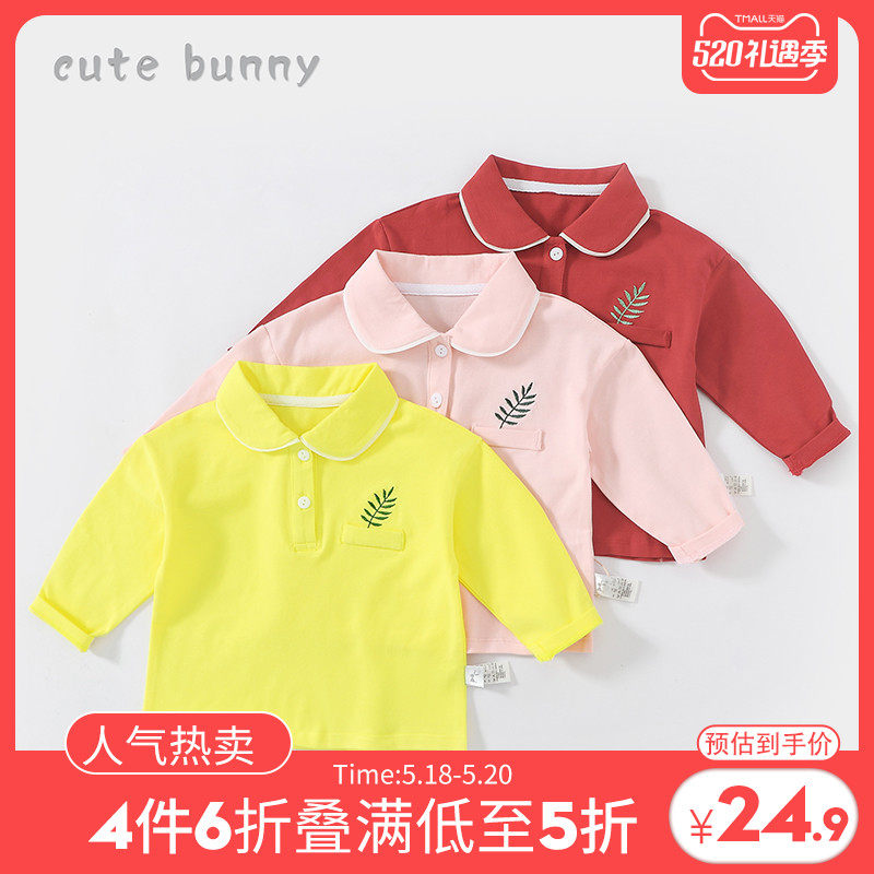 cutebunny baby autumnal dress girl long sleeve T-shirt infant casual 100 lap polo polo hit bottom