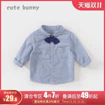 Boys Shirt Baby Autumn Clothes Infant Cotton Long Sleeve Bow Stripe Shirt Small and Secondary Children Spring Cardigan