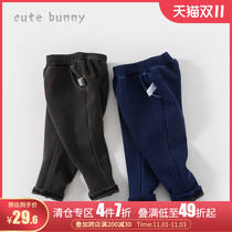 cutebunny baby winter New Men and women warm casual pants baby neutral plus velvet padded long pants