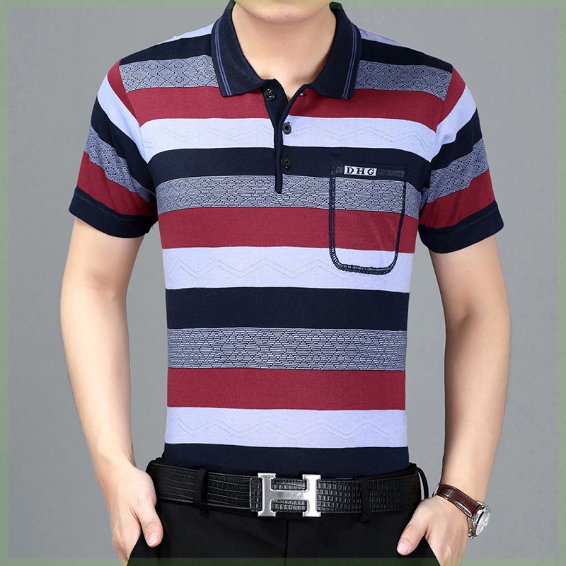 Dài tay tách cà vạt túi đầu mùa thu áo khoác nam giới có độ tuổi trung niên cha polo thực túi T-shirt áo sơ mi nam