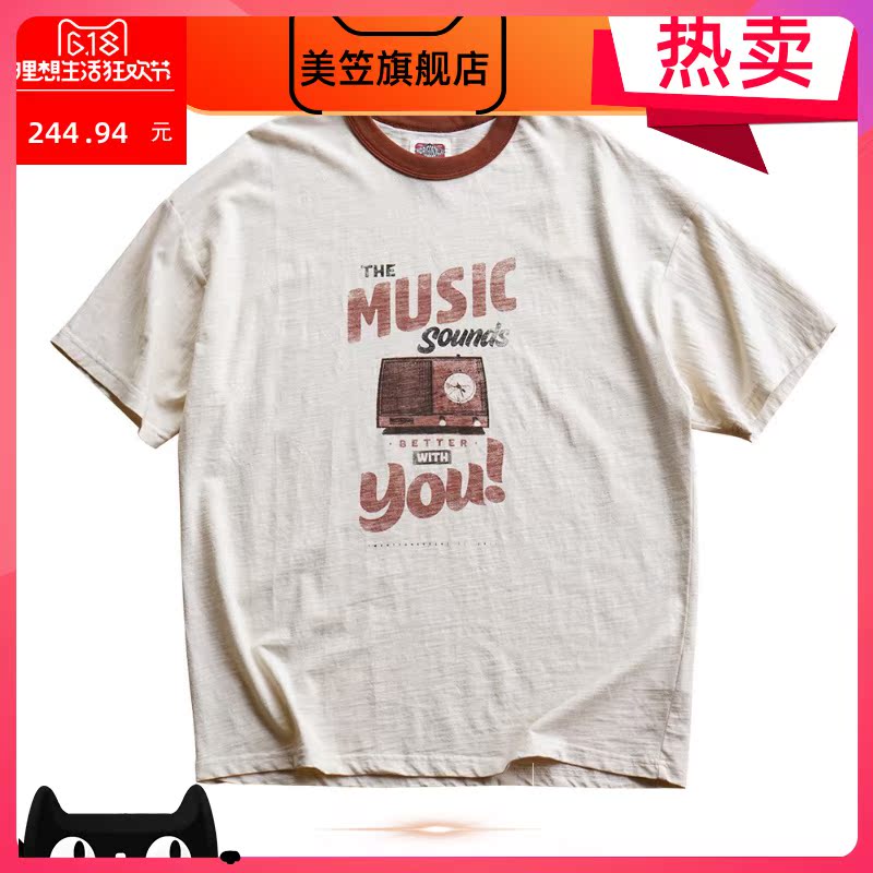 Ngắn tay vài retro phiên bản mùa thu-vai lỏng bình thường t-shirt ngắn t tình yêu của nam giới in gốc ngắn tay