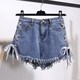 2020 Hàn Quốc phiên bản kích thước lớn chất béo mm tóc mới gắn liền với quần short denim mùa hè cao eo của phụ nữ lỏng lẻo hiển thị mỏng quần nóng rộng chân