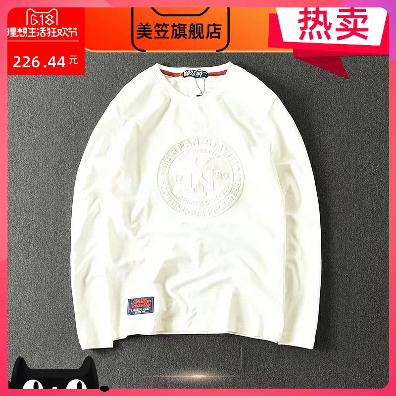 Hồng Kông triều đẹp trai nam T-shirt Harajuku Nhật của nam giới xu hướng lỏng lẻo với áo sơ mi dài tay đáy Ins đang lớn