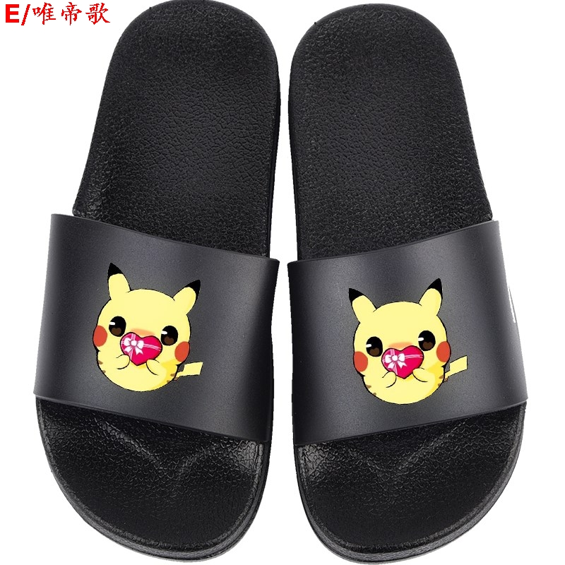 Summer phim hoạt hình Pikachu dép nam thiếu niên và phụ nữ tại đi xe về nhà hàng ngày chống trượt cá tính một dép từ