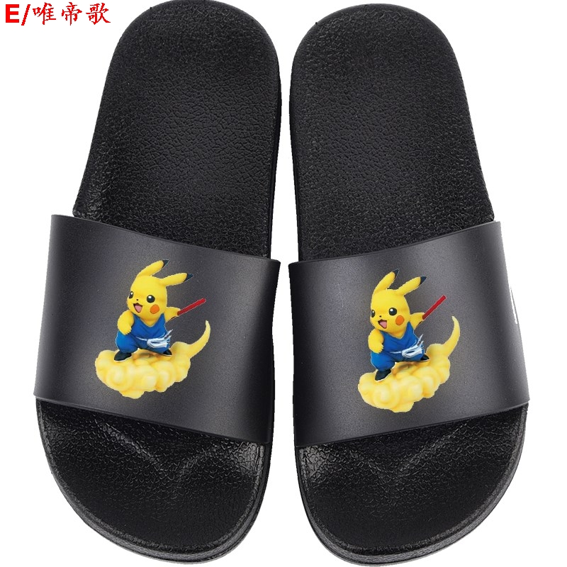 Summer phim hoạt hình Pikachu dép nam thiếu niên và phụ nữ tại đi xe về nhà hàng ngày chống trượt cá tính một dép từ