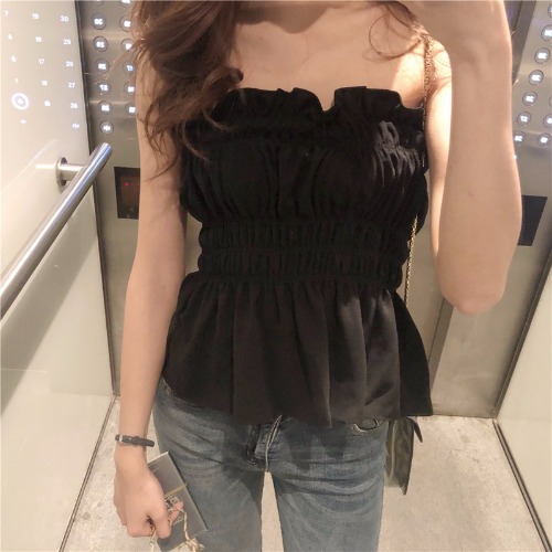 Sexy outwear của một hợp thời trang sang trọng short-cut-out đáy vạt áo hàng đầu cho phụ nữ 2019 mùa hè mới mỏng off-the-vai vest