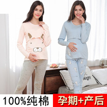 Pregnant Woman Autumn Clothes Autumn Pants Suit Pure Cotton Pregnancy Postnatal Breastfeeding Breastfeeding Warm Underwear 100% Full Cotton Sweatshirt