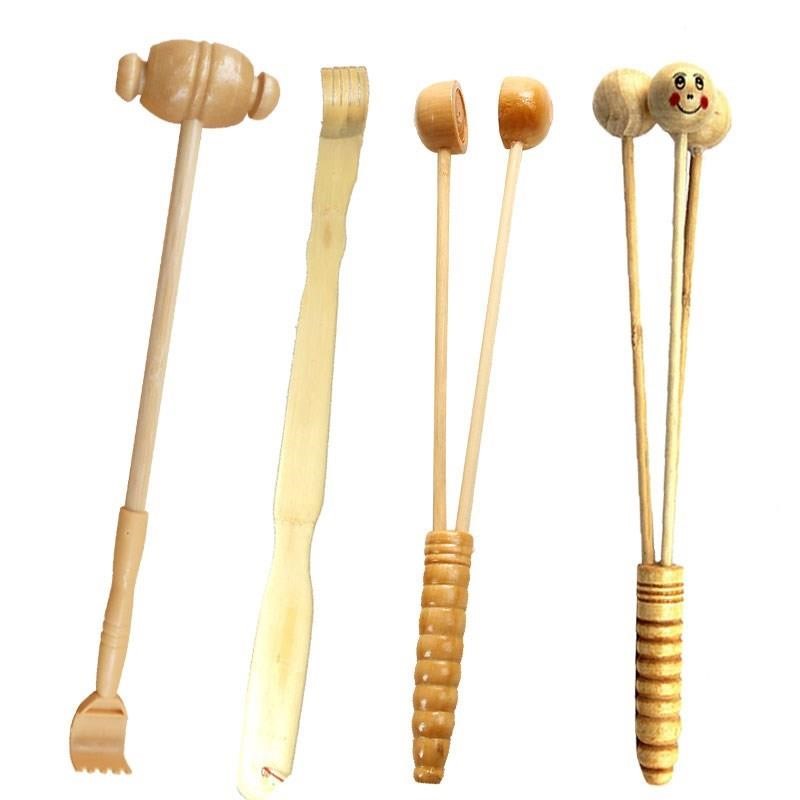 Old man happy back scratching device scratching rake telescopic itching wooden home back multifunctional portable