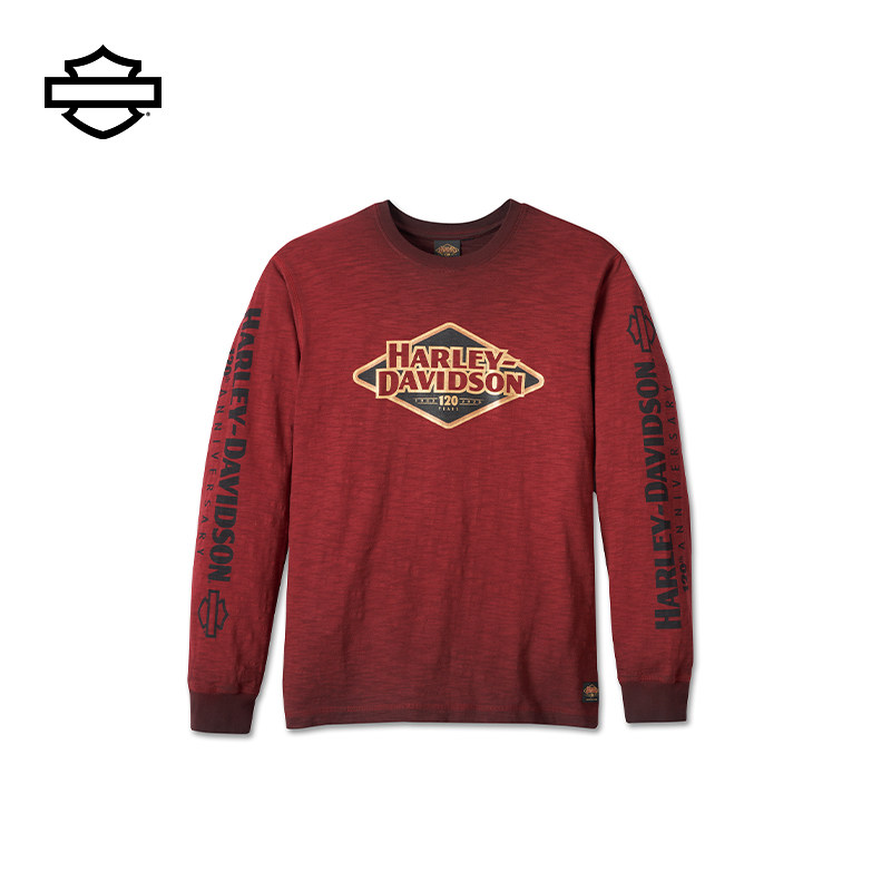 Haredavidson 120 Anniversary letter printed men's long T-shirt Summer hit bottom 100 Casual Long Sleeve-Taobao