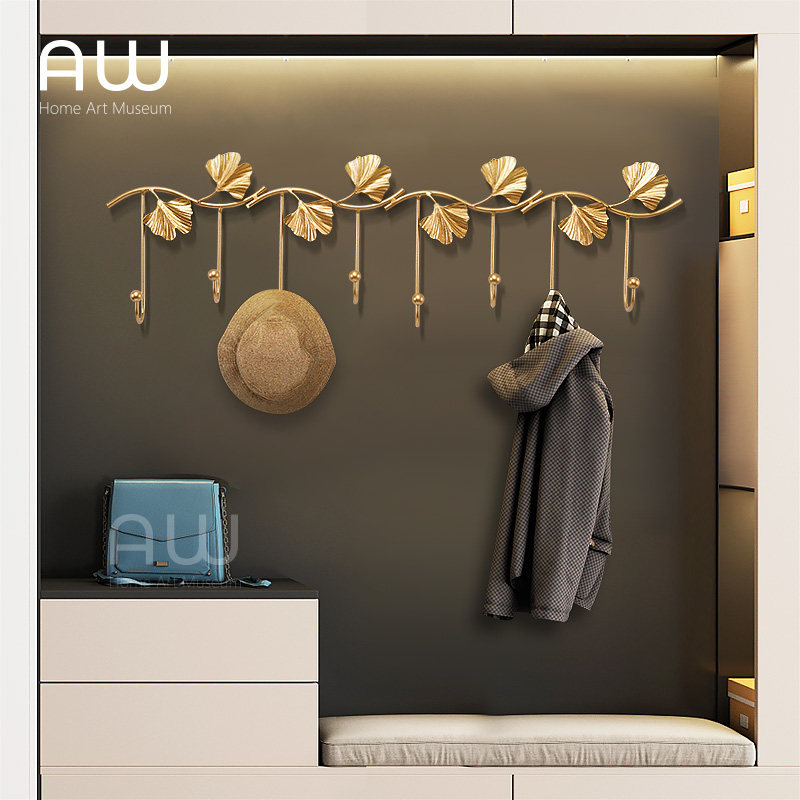 AW entrance entrance entrance wall decoration hook door wall key storage wall hanging ginkgo biloba leaf creative hook