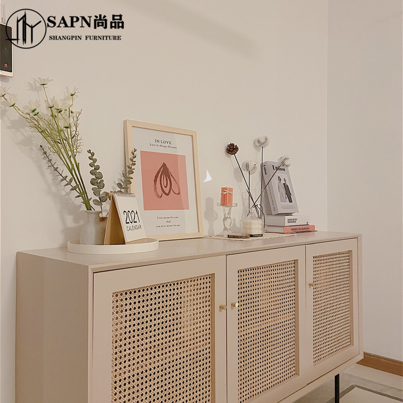 Nordic Solid Wood Dining Side Cabinet Vine Chengguan Tea Water Cabinet Brief About Modern Storage Containing Cabinet Day Style Shoes Cabinet TV Cabinet