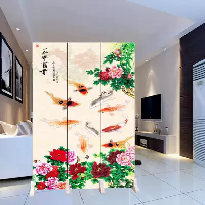 Flower blooming rich folding mobile screen partition fashion living room entrance home office beauty double-sided barrier