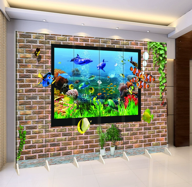 Thế giới dưới biển động vật gấp màn hình phân vùng phòng khách phong cách hiên nhà trẻ mẫu giáo hoạt hình nền - Màn hình / Cửa sổ mẫu bình phong đẹp
