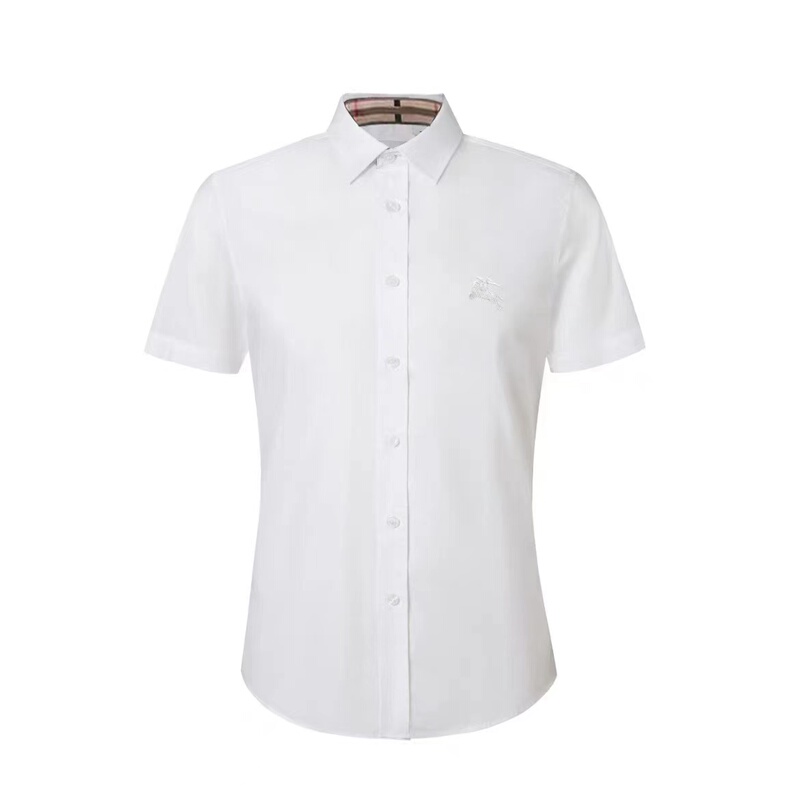 European Bbr Classic Short-Sleeve Shirt Casual Solid Color Business Simple Tb Embroidered Shirt for Men