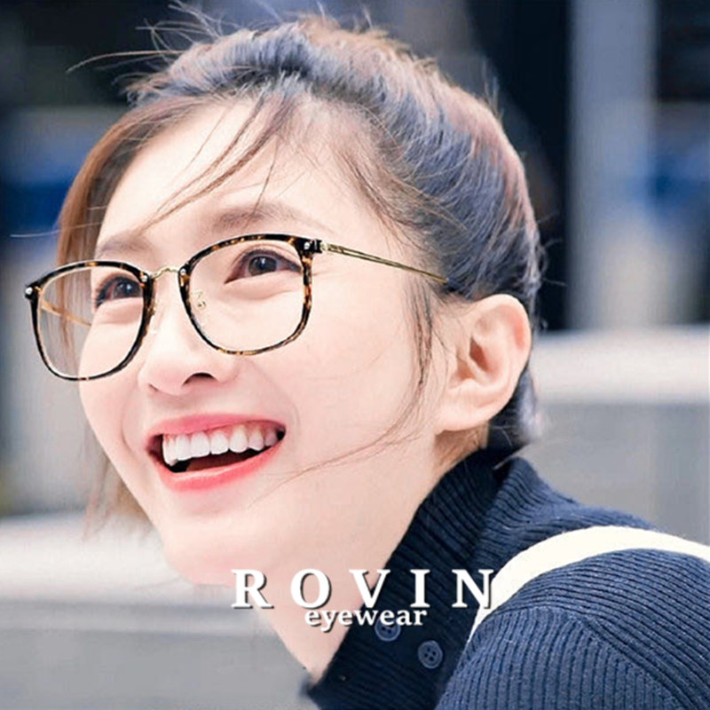 Ultra-light pure titanium big face thin literary retro men's and women's myopia anti-blue light anti-fog BAO WEN glasses frame plain mirror