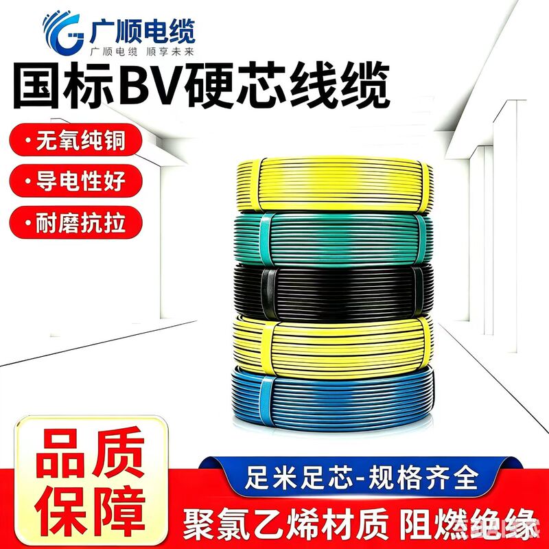 National Standard Copper Core Electrical Wire for Home Use 1.5/2.5/4/6 Square Bv Single-Strand Single-Core Hard Wire Bvr Multi-Strand Flexible Wire