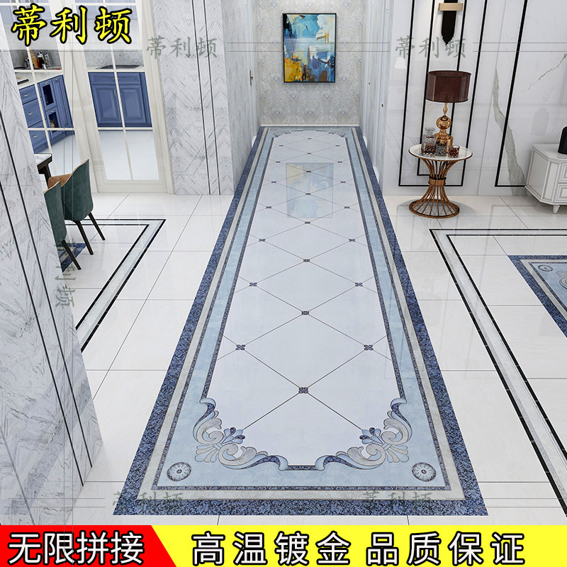 Modern simple living room parquet tiles Gray silver-plated home corridor aisle infinite puzzle dining room cast crystal tiles