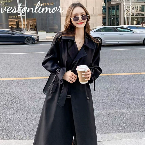 Осенний плащ, длинное пальто, коллекция 2023, в британском стиле, средней длины, яркий броский стиль