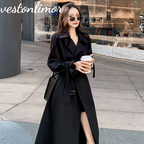 Осенний плащ, длинное пальто, коллекция 2023, в британском стиле, средней длины, яркий броский стиль