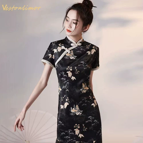 Летнее ципао, ретро модное платье, 2025 года, крой «рыбий хвост»