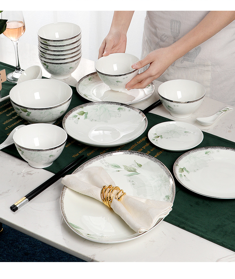 Ipads China tableware suit contracted jingdezhen ceramic dishes suit dishes chopsticks combination 4 people with a blanket