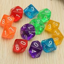10pcs Transparent 10 Dice Die 10 Sided Gem Dice Set Multicol