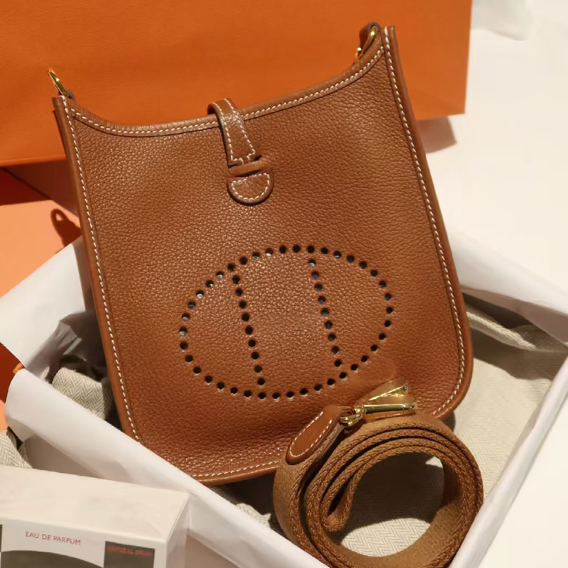 Handmade Waxed Thread Imported Tc First-Layer Cowhide Evelyn Bag 23cm Single Shoulder Crossbody Original Genuine Leather Mini Women's Bag