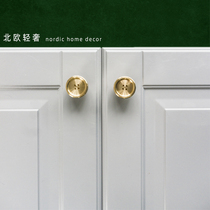 Shuonan light luxury brass Nordic simple gold button single hole handle Cabinet door drawer handle handle