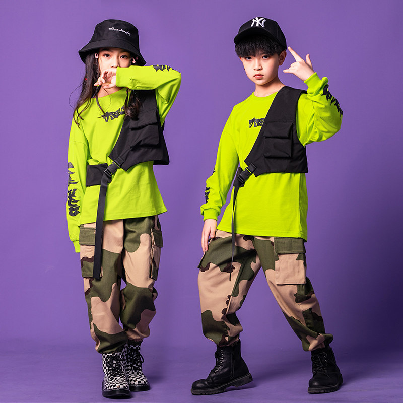 Children's hip-hop suit handsome boy sweater vest toddler hip-hop costume girls jazz dance clothes tide clothes