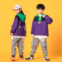 Children hiphop street dance suit Spring paragraph male and female bright color jacket Chauer Hip Hop Jazz Dance out of the suit