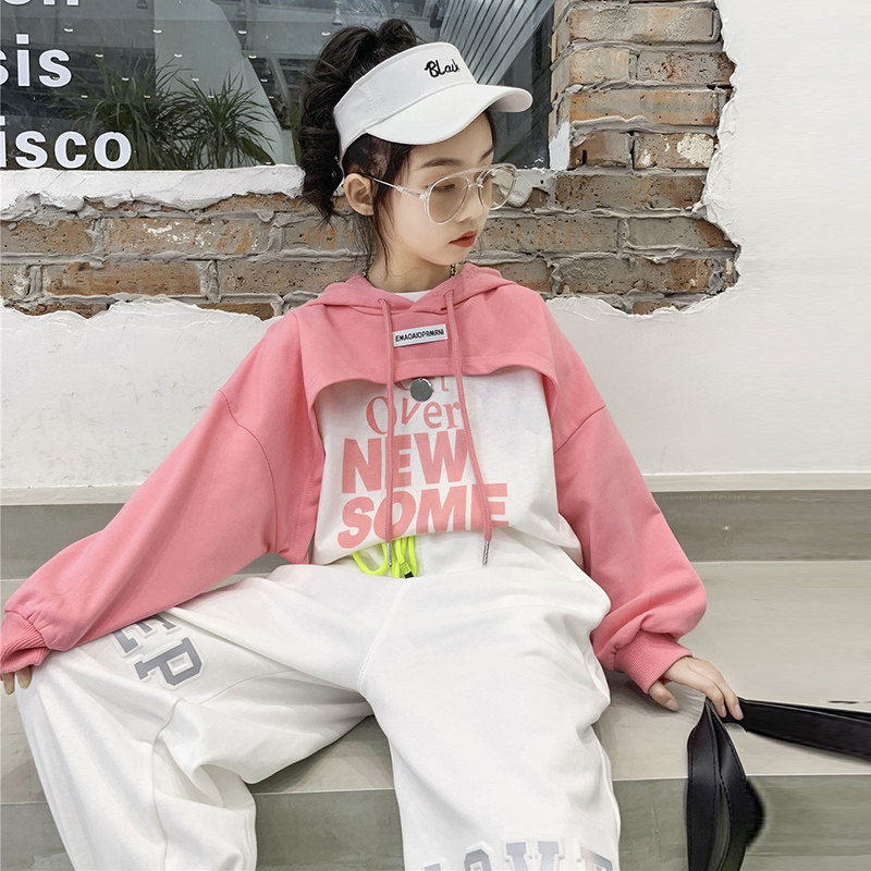 Girl Jazz Dance Suit Children Hip Hop Street Dance Out of the Autumn Nets Red Fried Street Walk Show Costume