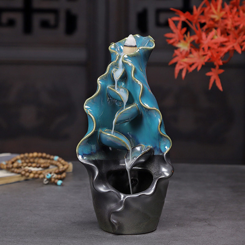 Керамическая благовола -горелка обратно водопад водопад водопад дымовой центр курильница   