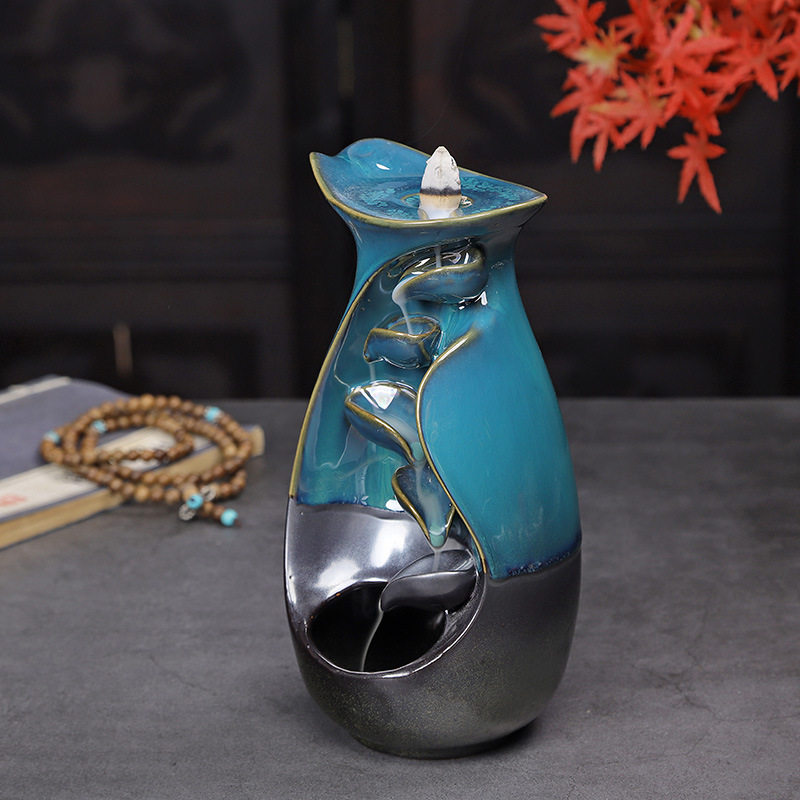 Керамическая благовола -горелка обратно водопад водопад водопад дымовой центр курильница   