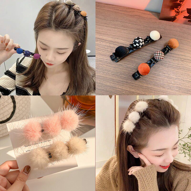 Korean small fragrance braided hairpin female side back head broken hair bangs clip hairpin BB clip headdress duckbill clip