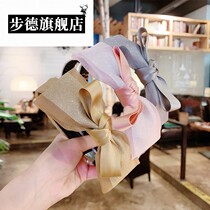 Net red hair band pressure hair simple solid color double bow headband Korean female cute take-away face wash hairpin