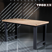 Taifu solid wood abrasion-resistant impact bench pure steel skeleton log table top pliers work bench damping station