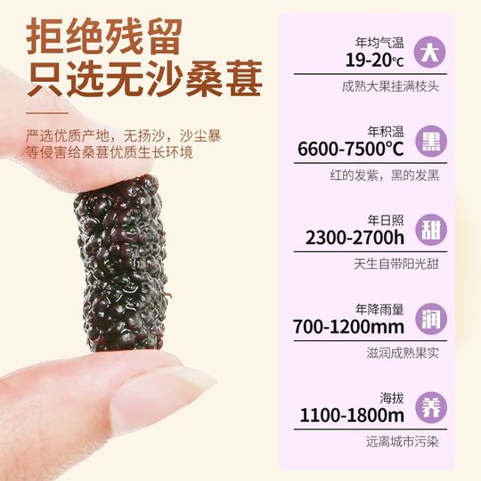 Dried mulberries Xinjiang dried mulberries 2023 new arrival black mulberry dried fruits official flagship store genuine soaked in water