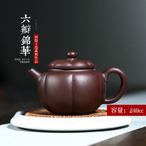 Wu Ji Yixing original mine purple sand pot pure hand-made teapot kung fu tea set raw ore tendon six-peed Jinhua pot