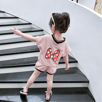 Childrens clothing Girls summer clothes 2020 new middle and small childrens foreign style suit Childrens and womens baby summer cute two-piece set tide