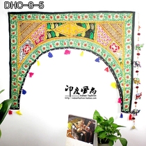 Indian Tapestry Door Curtain Gold Silk Hand Embroidered Door Head Cross Hanging Curtain Cloth Art Home Yoga Hall Decoration Multi-section 100 * 80