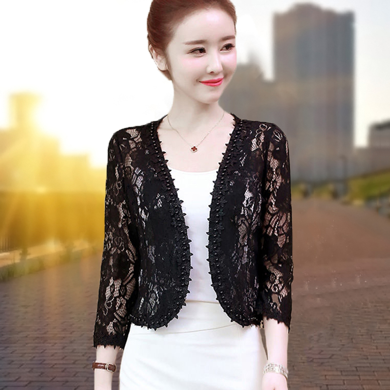 Lace Shawl Cardigan Jacket for Women 2026 Spring and Summer New Style with Suspender Skirt Cheongsam Stylish Outerwear Sun Protection Clothing