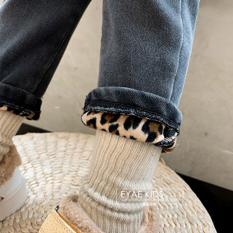Girl Ganvet Jeans 2020 Autumn Winter Dress New Children Han Edition Warm Trousers Baby Thickened Pants